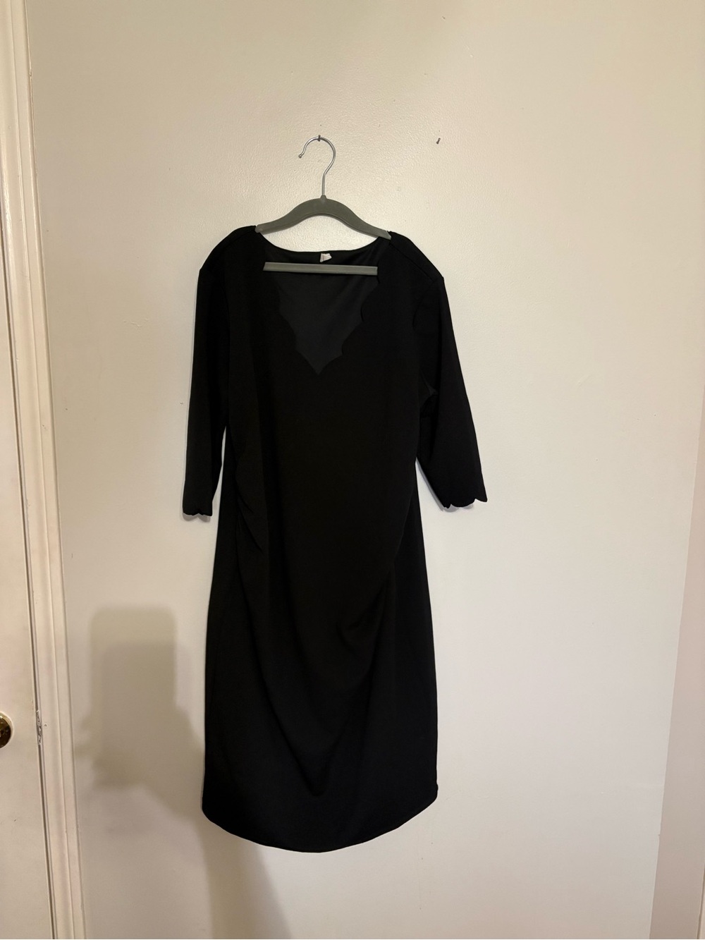 Pink Blush scalloped neckline Black Women's Maternity Dress